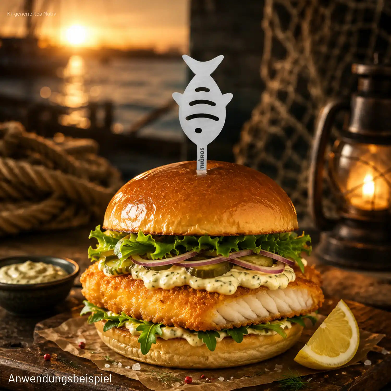 THÜROS Edelstahl Burgerspieß mit Fisch