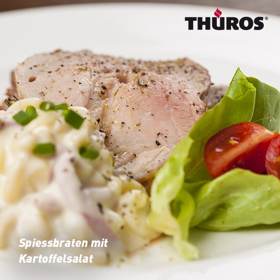 Saftiger Spiessbraten mit Kartoffelsalat