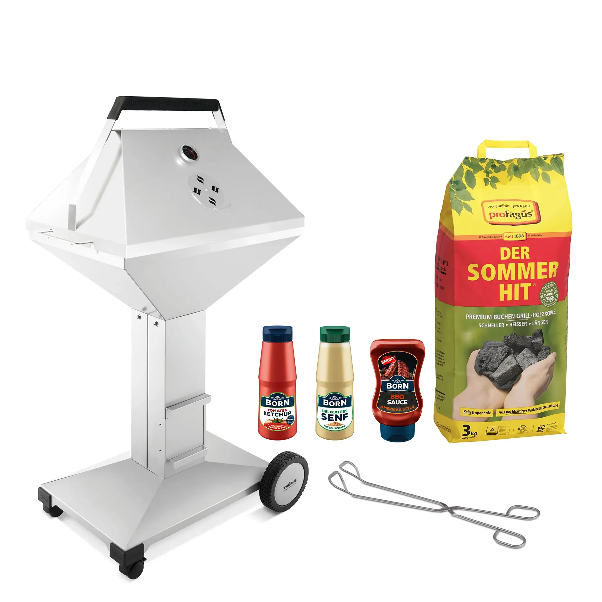 THÜROS T4 BBQ Set fahrbar Holzkohlegrill Vorteilsset