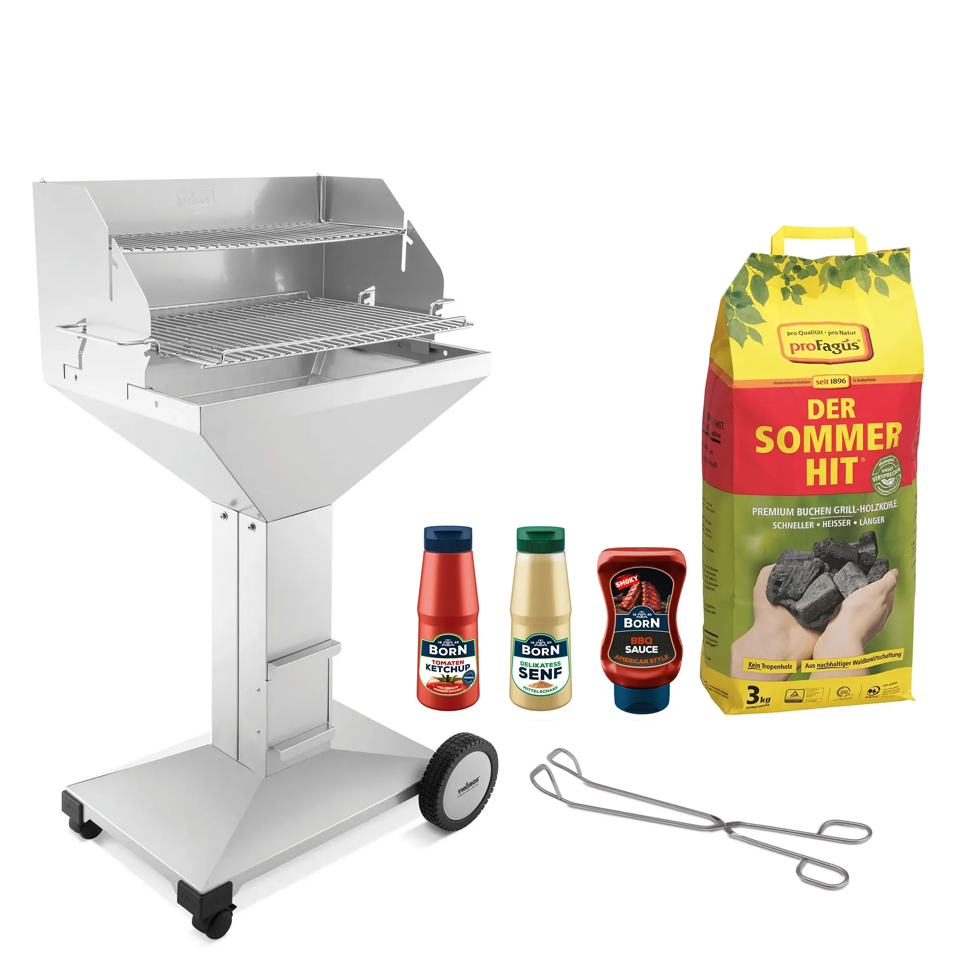 THÜROS T4 Direkt Plus fahrbar Holzkohlegrill Vorteilsset