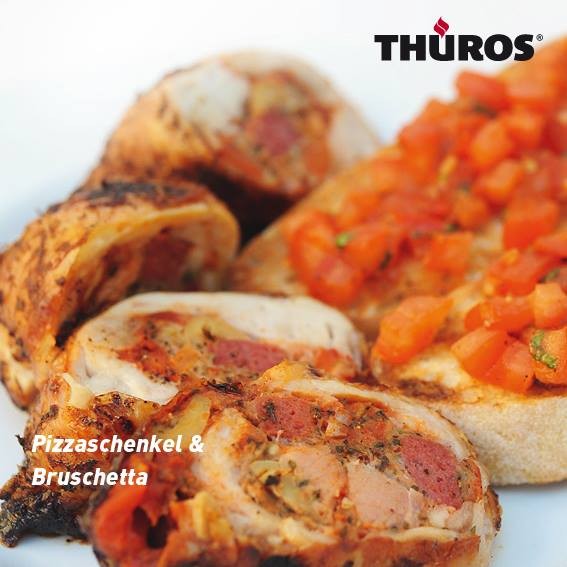 Pizza-Hähnchenschenkel & Bruschetta