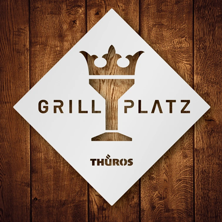 THÜROS Schild 48 × 48 cm – Grillplatz mit Krone