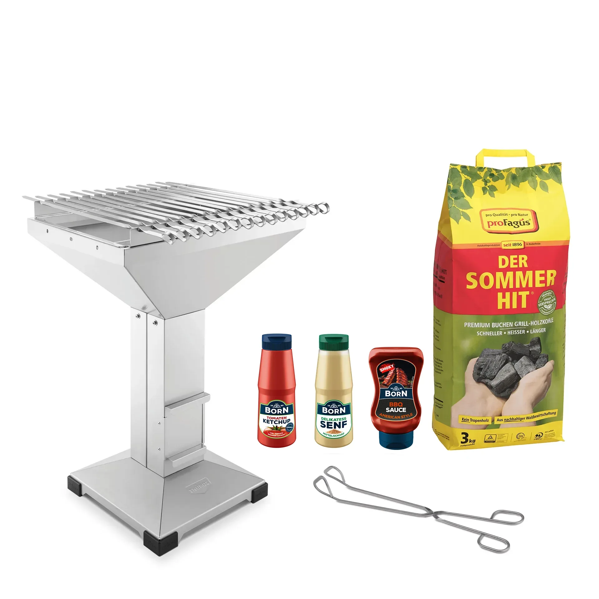THÜROS T4 Schaschlik Holzkohlegrill Vorteilsset