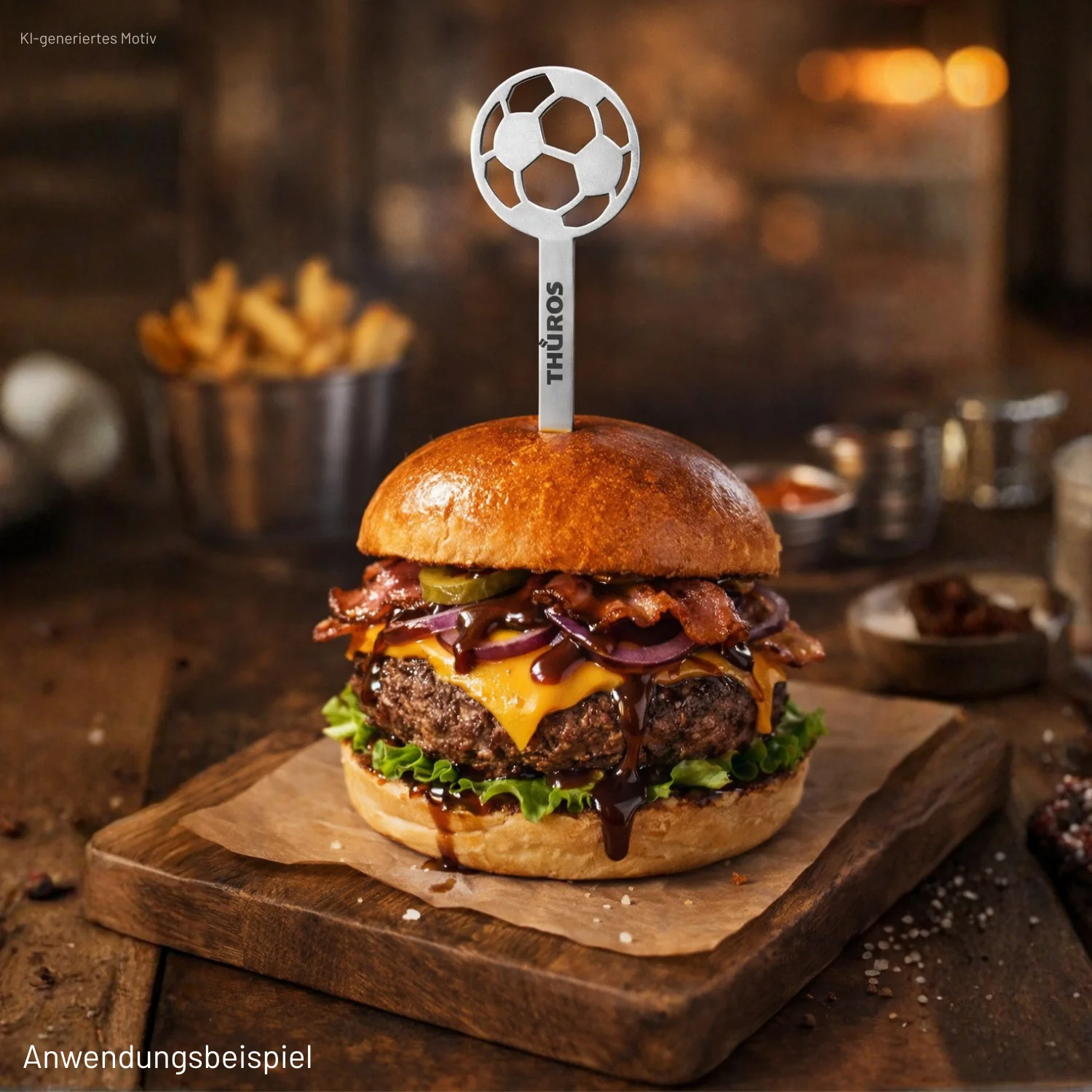THÜROS Edelstahl Burgerspieß mit Ball